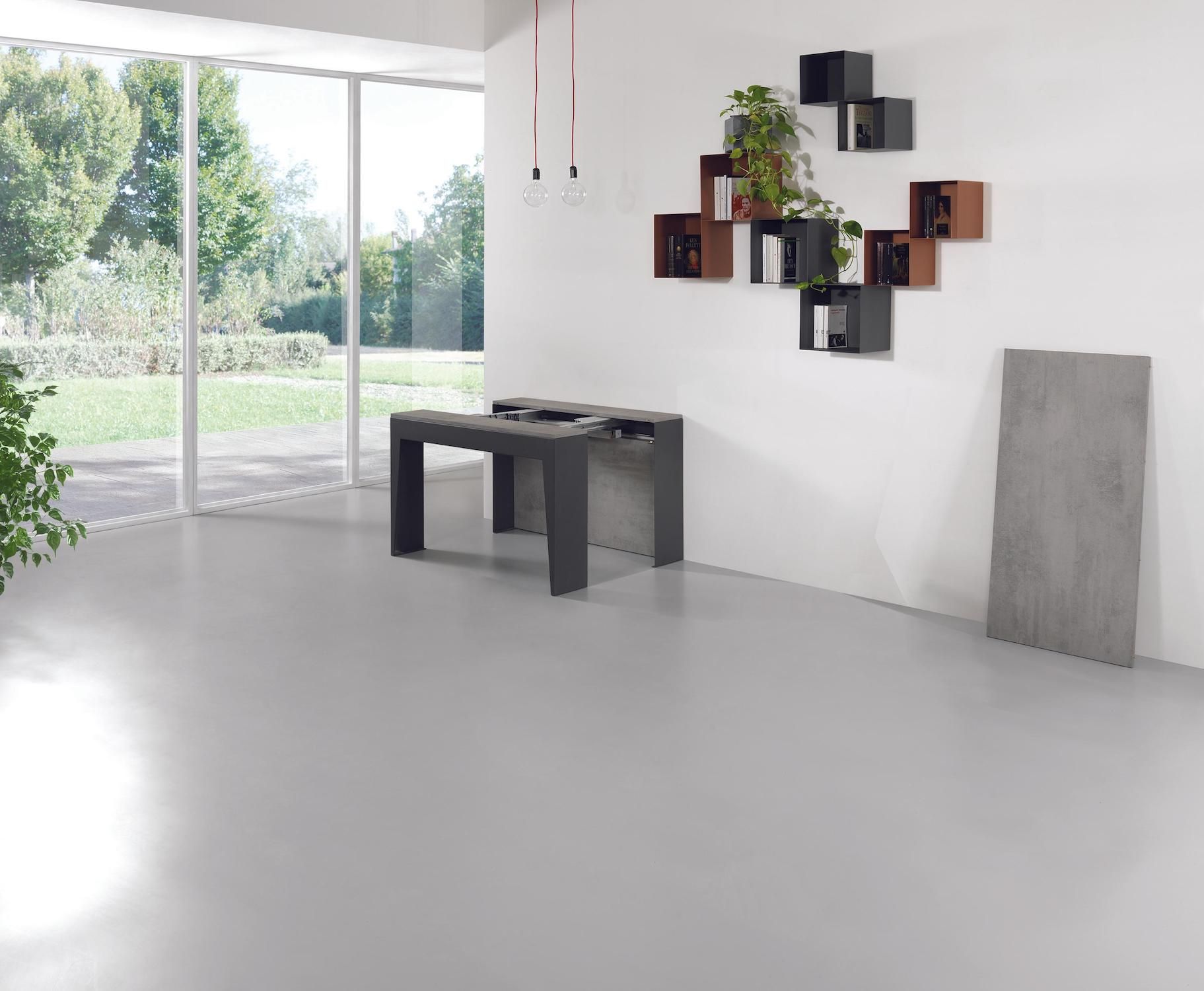 Tavolo consolle allungabile in acciaio e laminato Glen 120