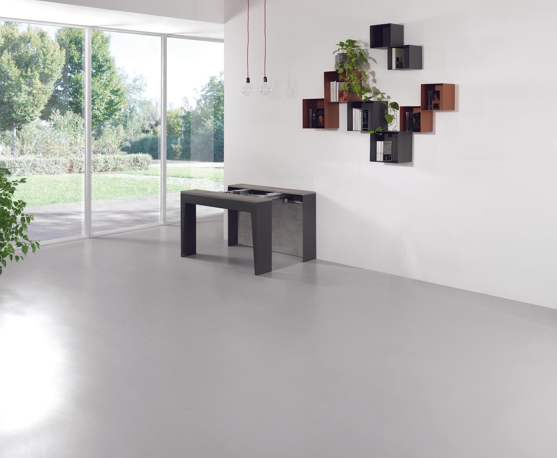 Tavolo consolle allungabile in acciaio e laminato Glen 120