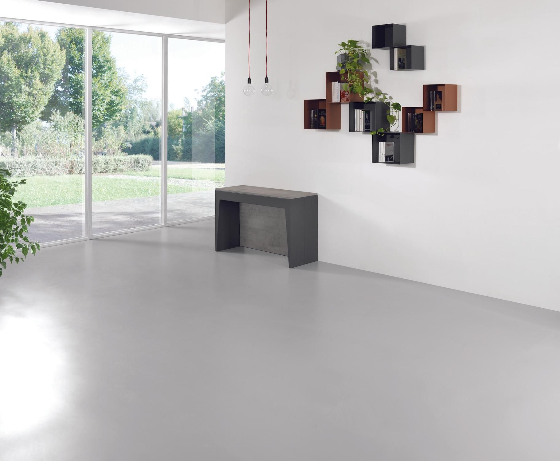 Tavolo consolle allungabile in acciaio e laminato Glen 120