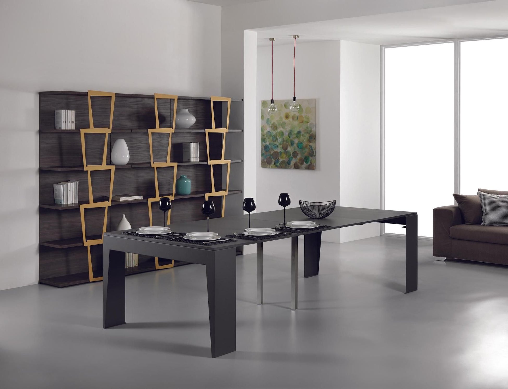 Tavolo consolle allungabile in acciaio e laminato Glen 120