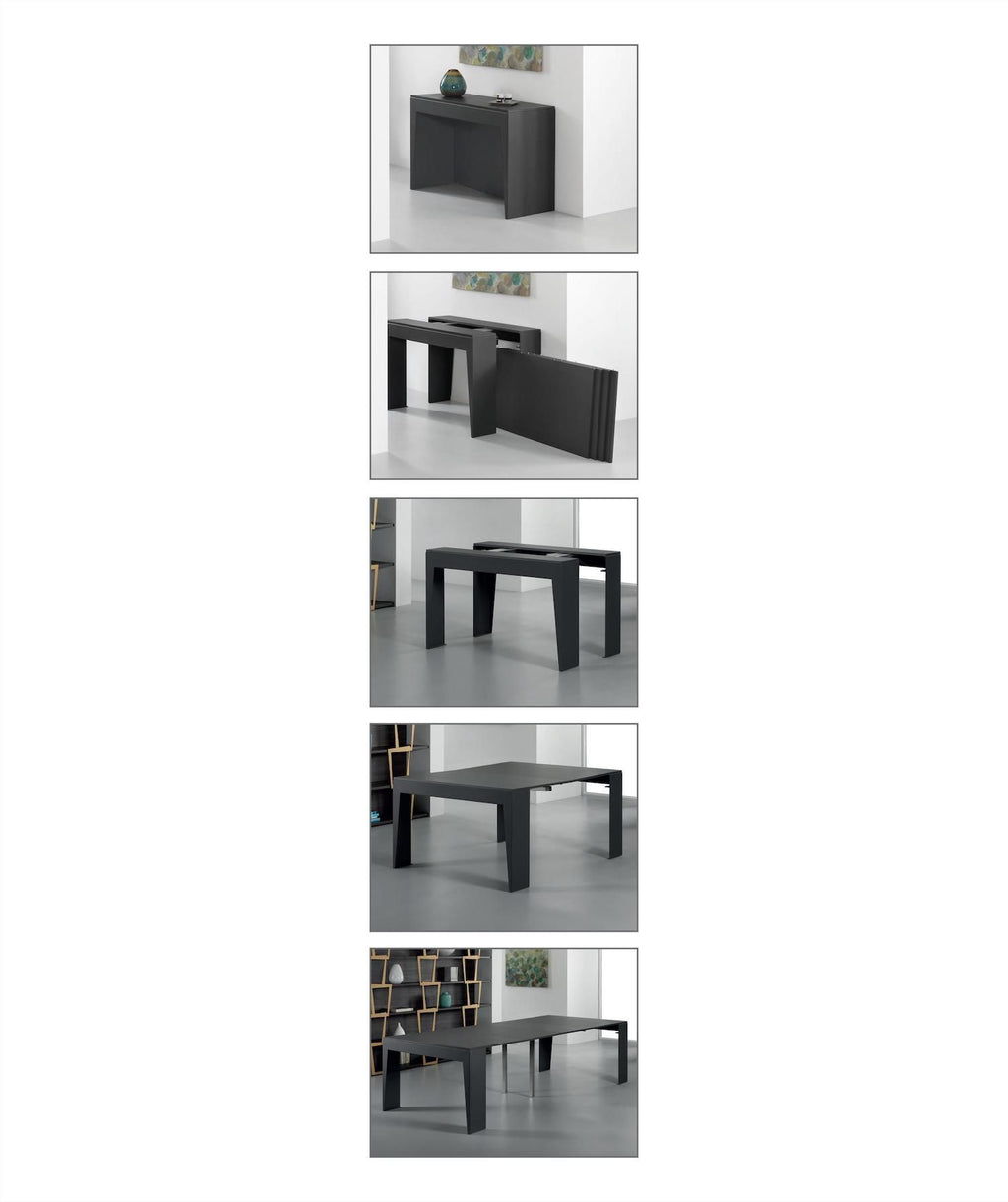 Tavolo consolle allungabile in acciaio e laminato Glen 120