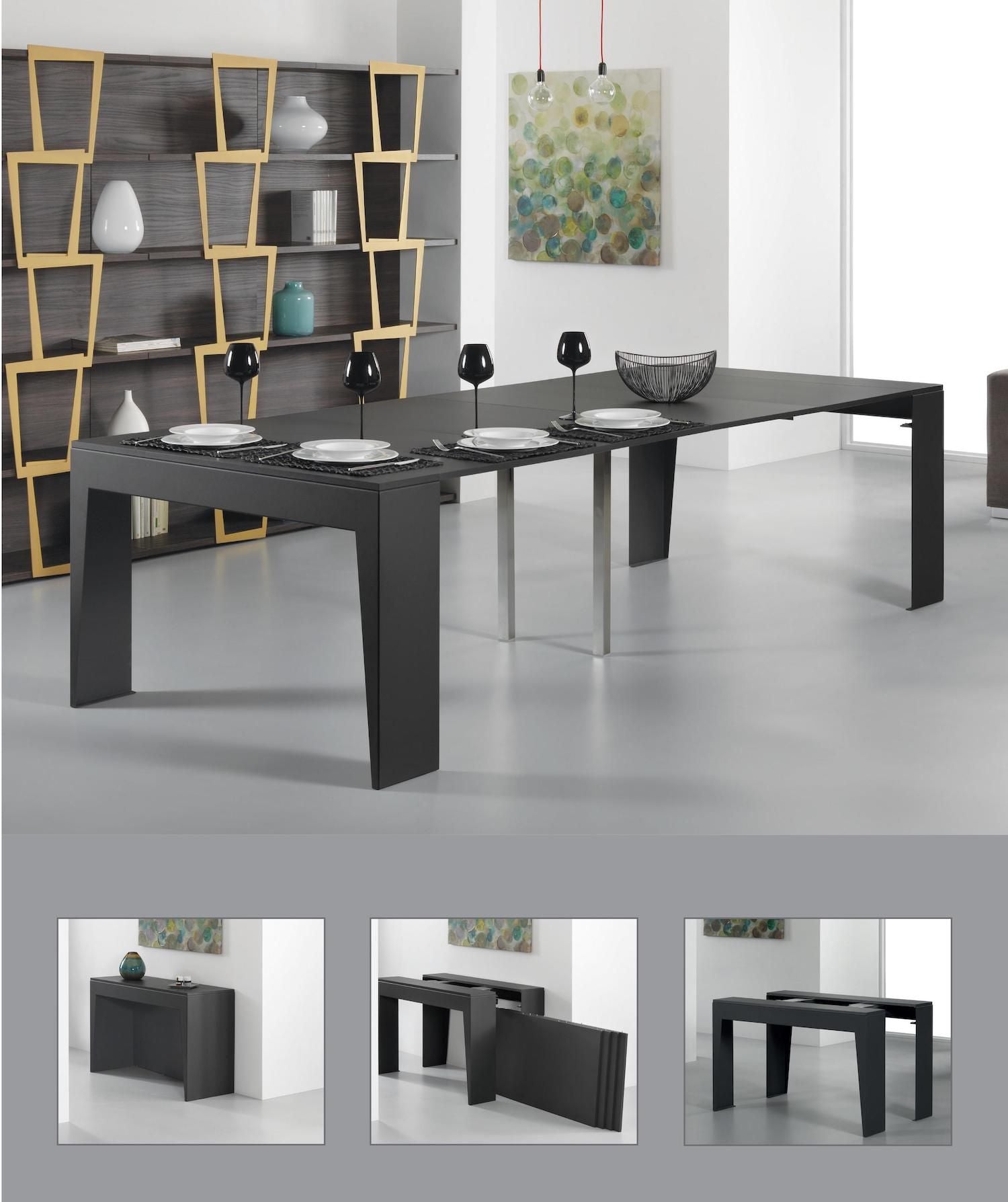 Tavolo consolle allungabile in acciaio e laminato Glen 120