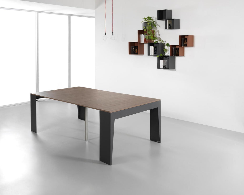 Tavolo consolle allungabile in acciaio e laminato Glen 120