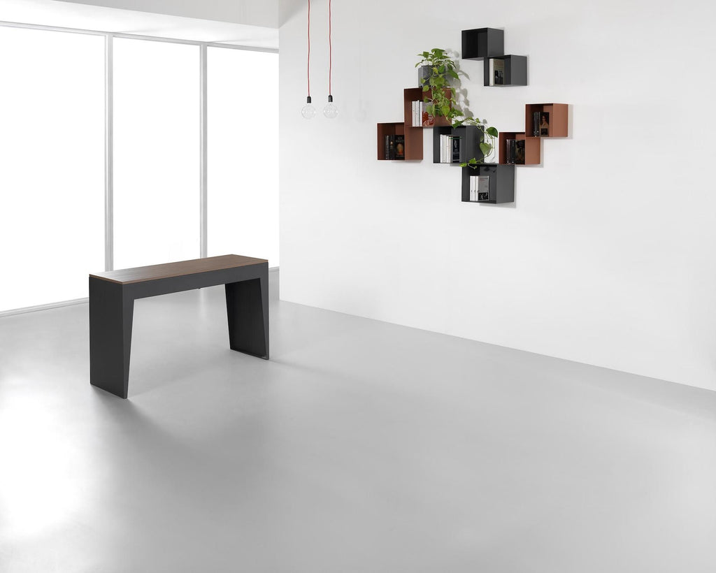 Tavolo consolle allungabile in acciaio e laminato Glen 120