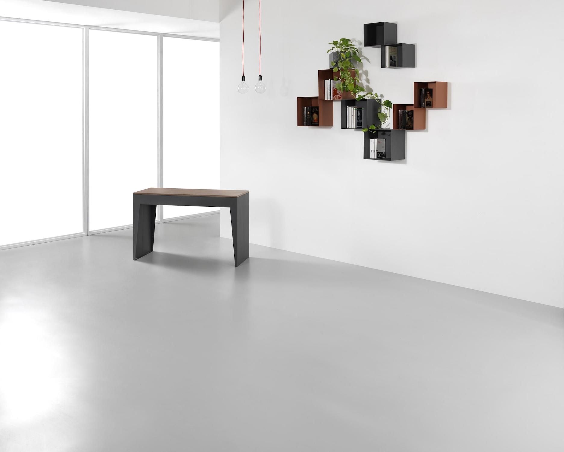 Tavolo consolle allungabile in acciaio e laminato Glen 120