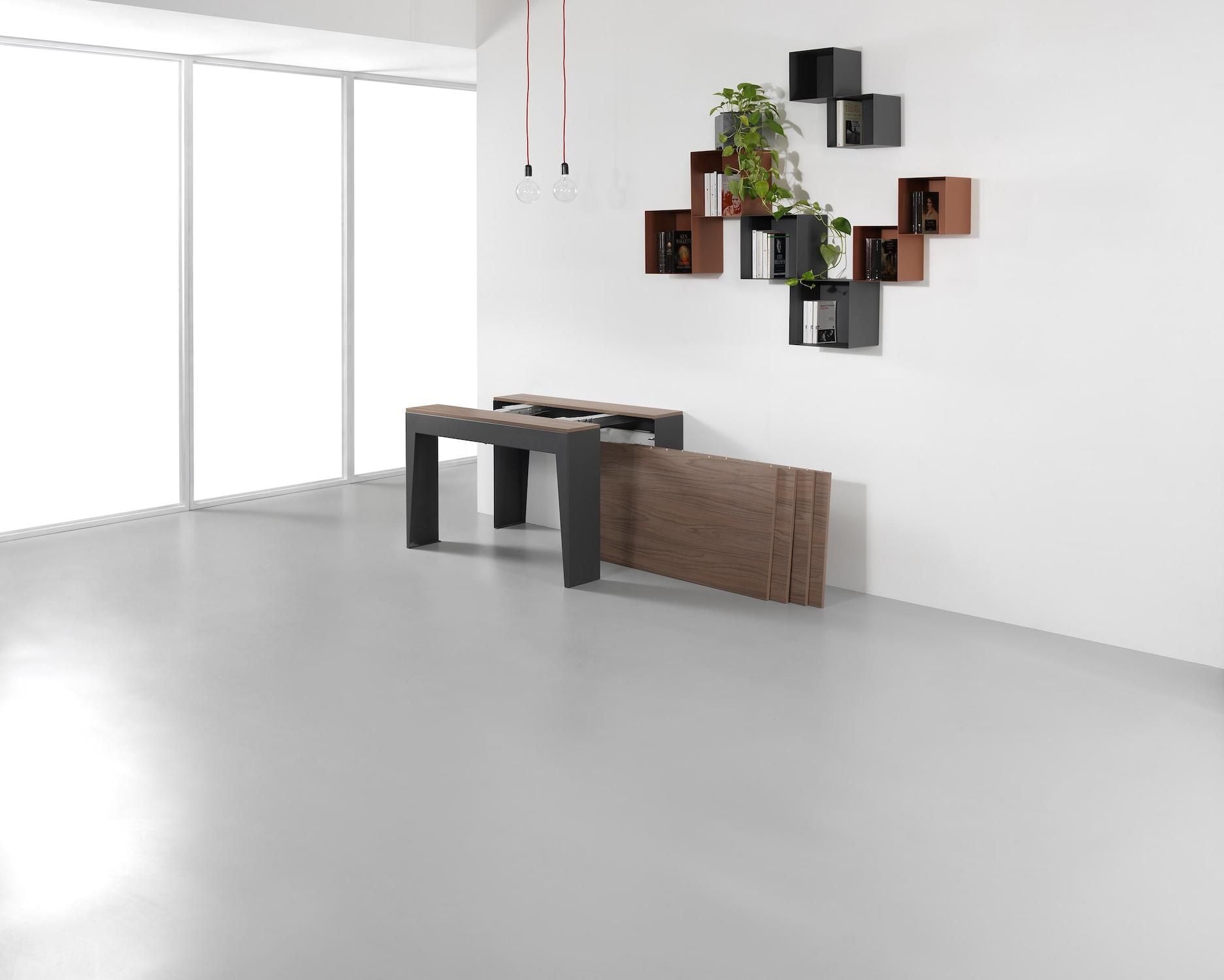 Tavolo consolle allungabile in acciaio e laminato Glen 120