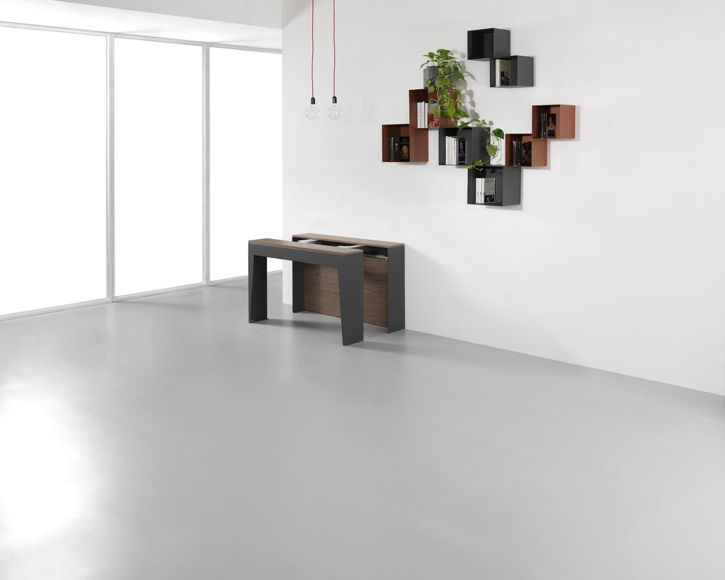 Tavolo consolle allungabile in acciaio e laminato Glen 120