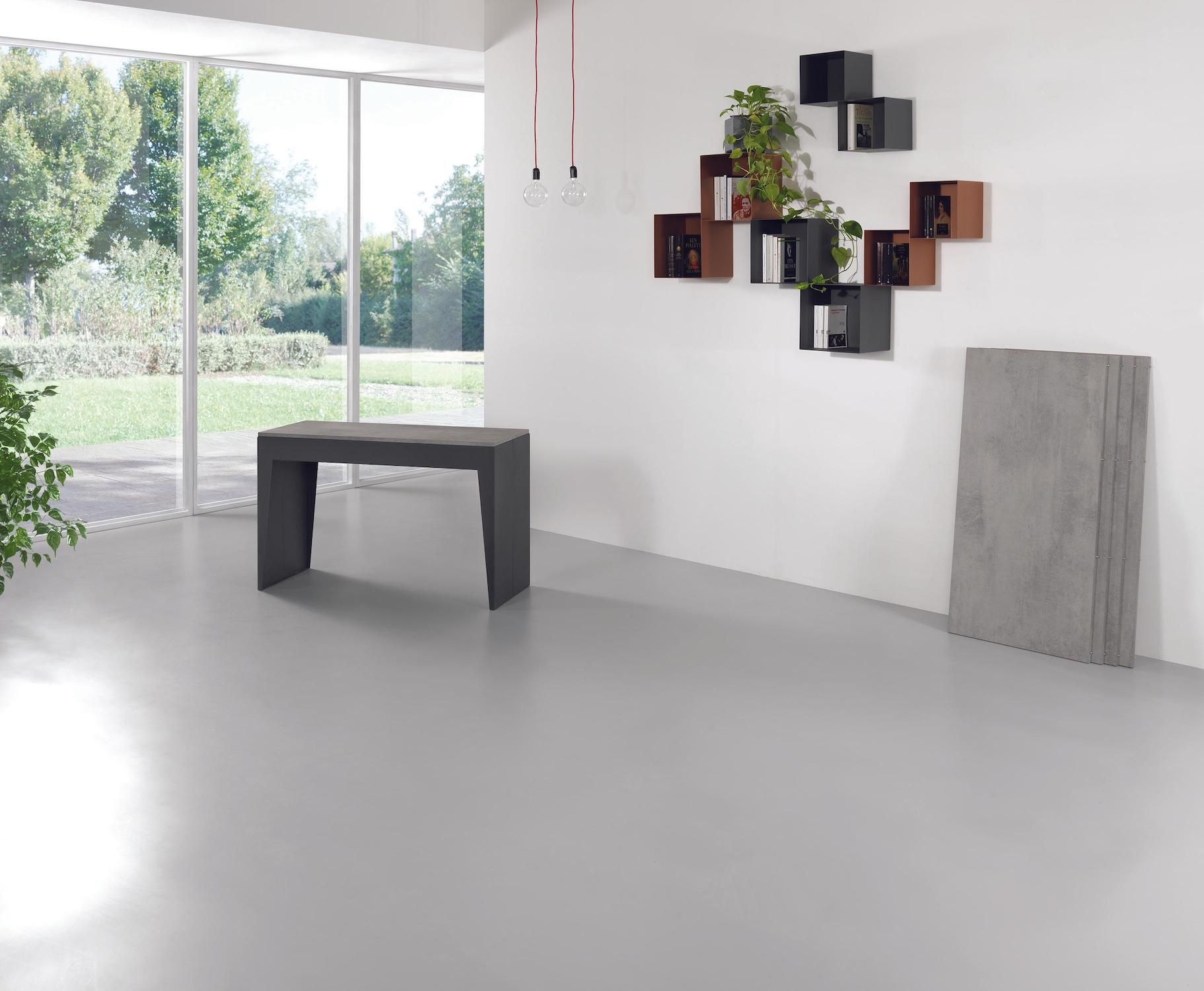 Tavolo consolle allungabile in acciaio e laminato Glen 120