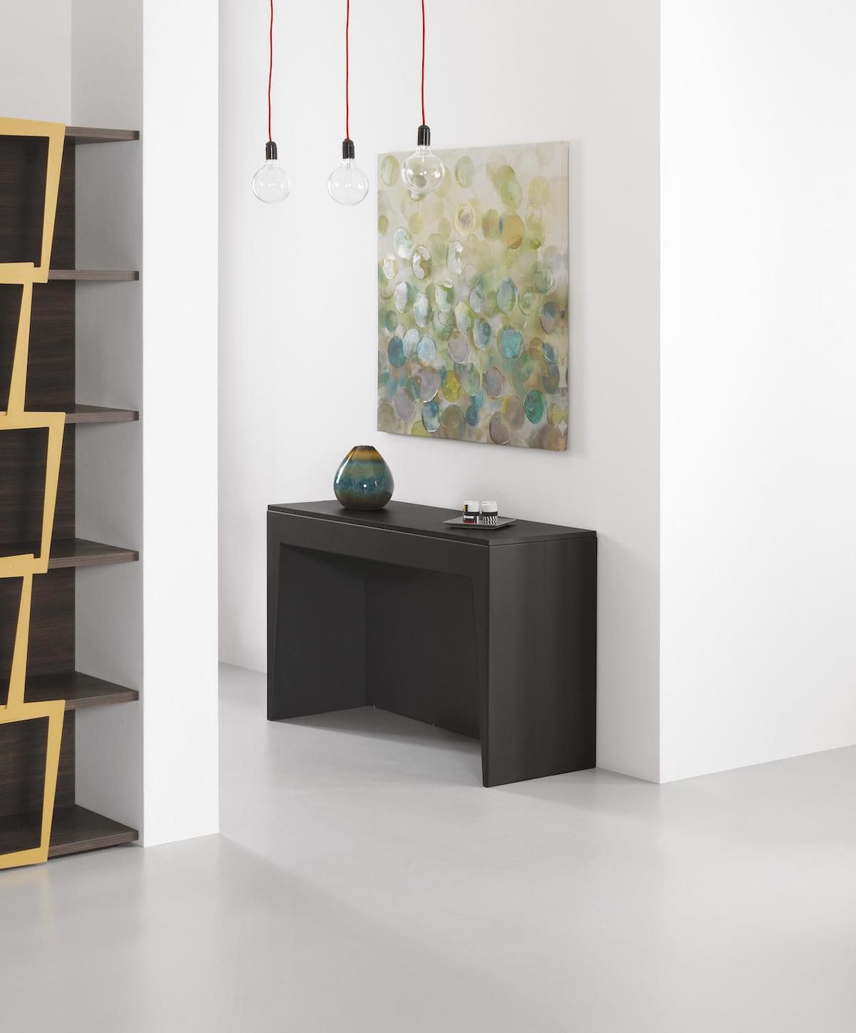 Tavolo consolle allungabile in acciaio e laminato Glen 120