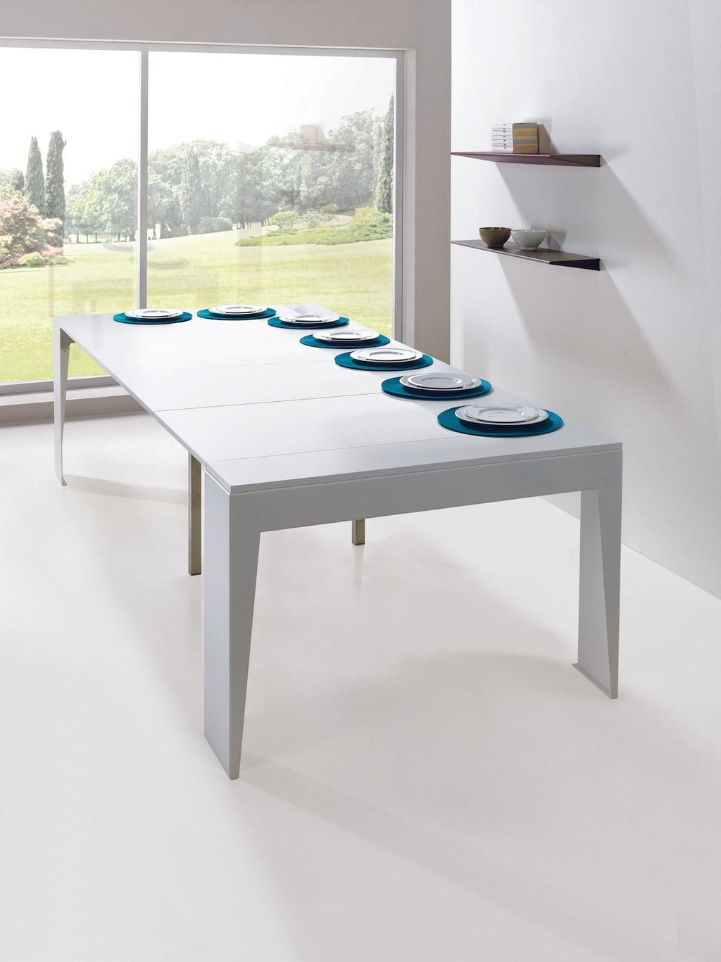 Tavolo consolle allungabile in acciaio e laminato Glen 120