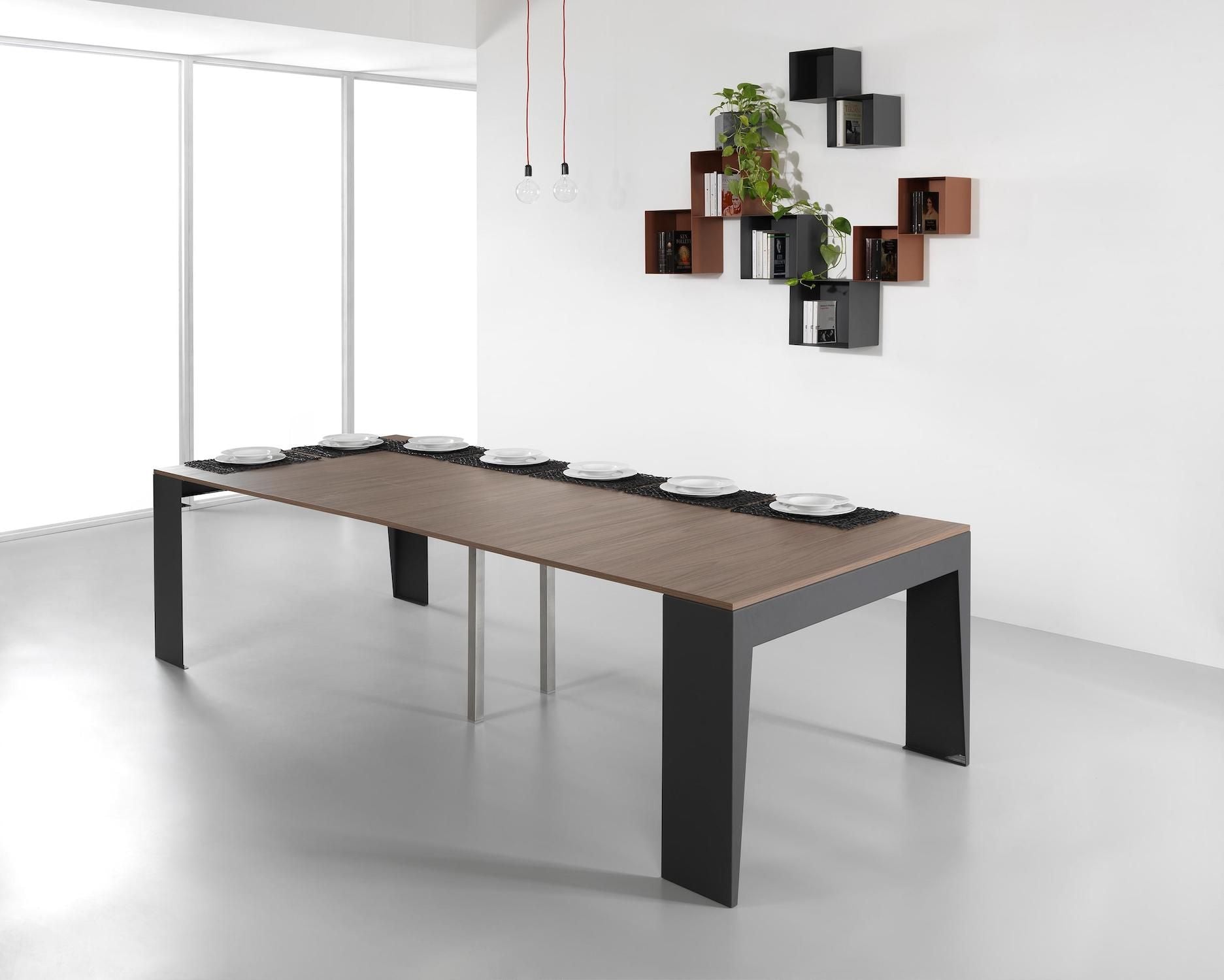 Tavolo consolle allungabile in acciaio e laminato Glen 120