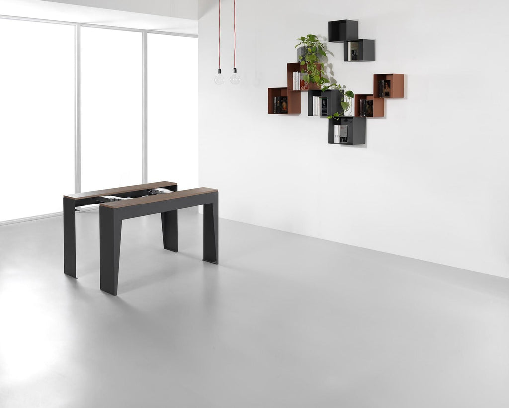 Tavolo consolle allungabile in acciaio e laminato Glen 120
