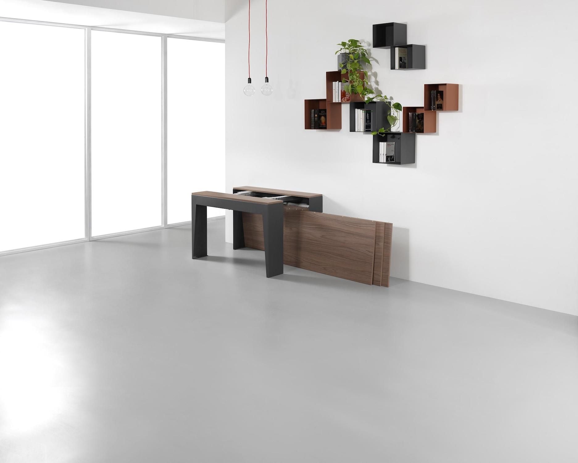 Tavolo consolle allungabile in acciaio e laminato Glen 120