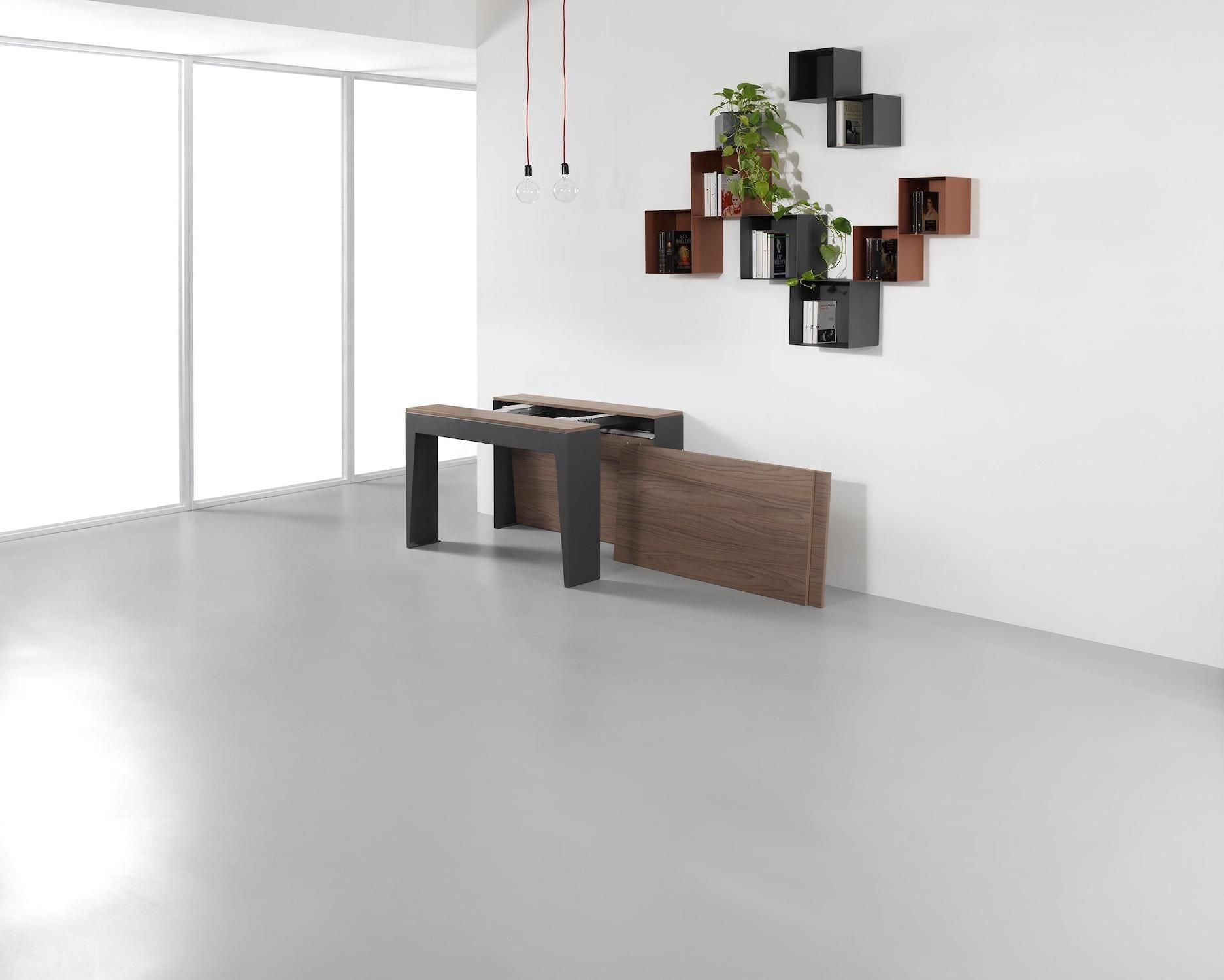 Tavolo consolle allungabile in acciaio e laminato Glen 120