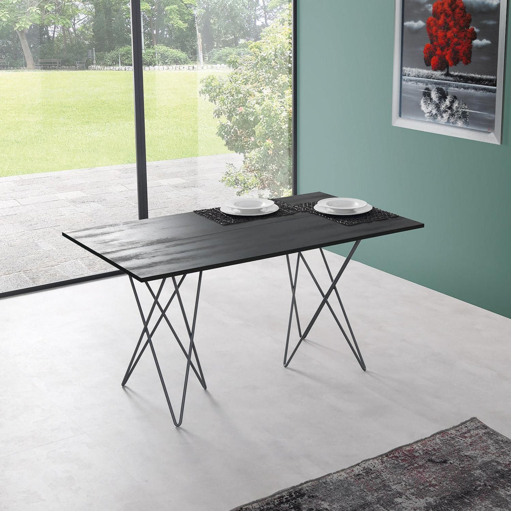 Tavolo consolle apribile a libro in acciaio e laminato Enduring