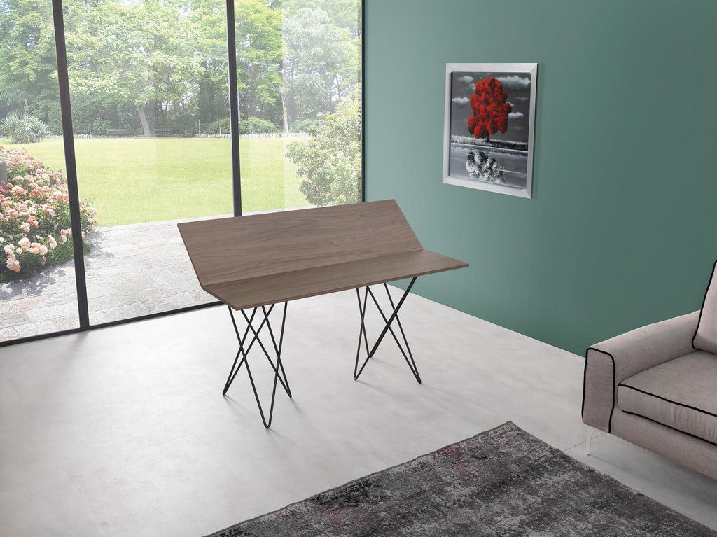 Tavolo consolle apribile a libro in acciaio e laminato Enduring