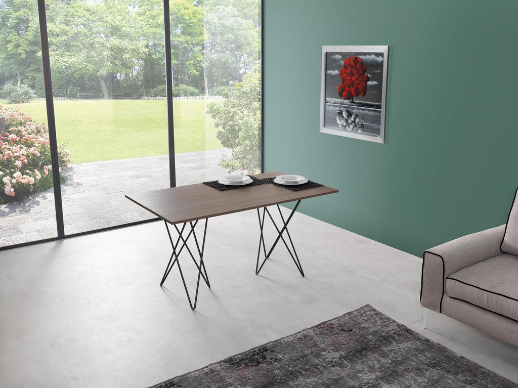 Tavolo consolle apribile a libro in acciaio e laminato Enduring