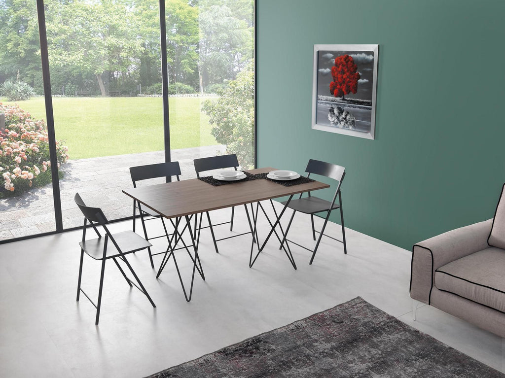 Tavolo consolle apribile a libro in acciaio e laminato Enduring