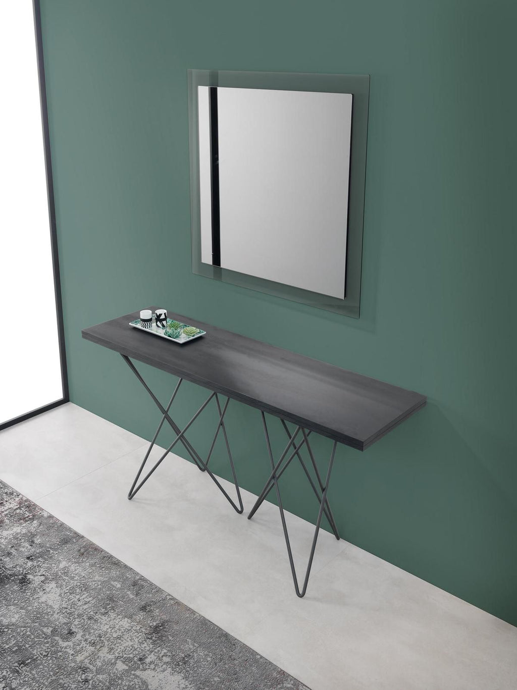 Tavolo consolle apribile a libro in acciaio e laminato Enduring