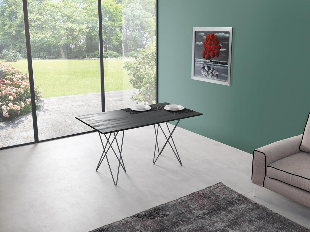 Tavolo consolle apribile a libro in acciaio e laminato Enduring