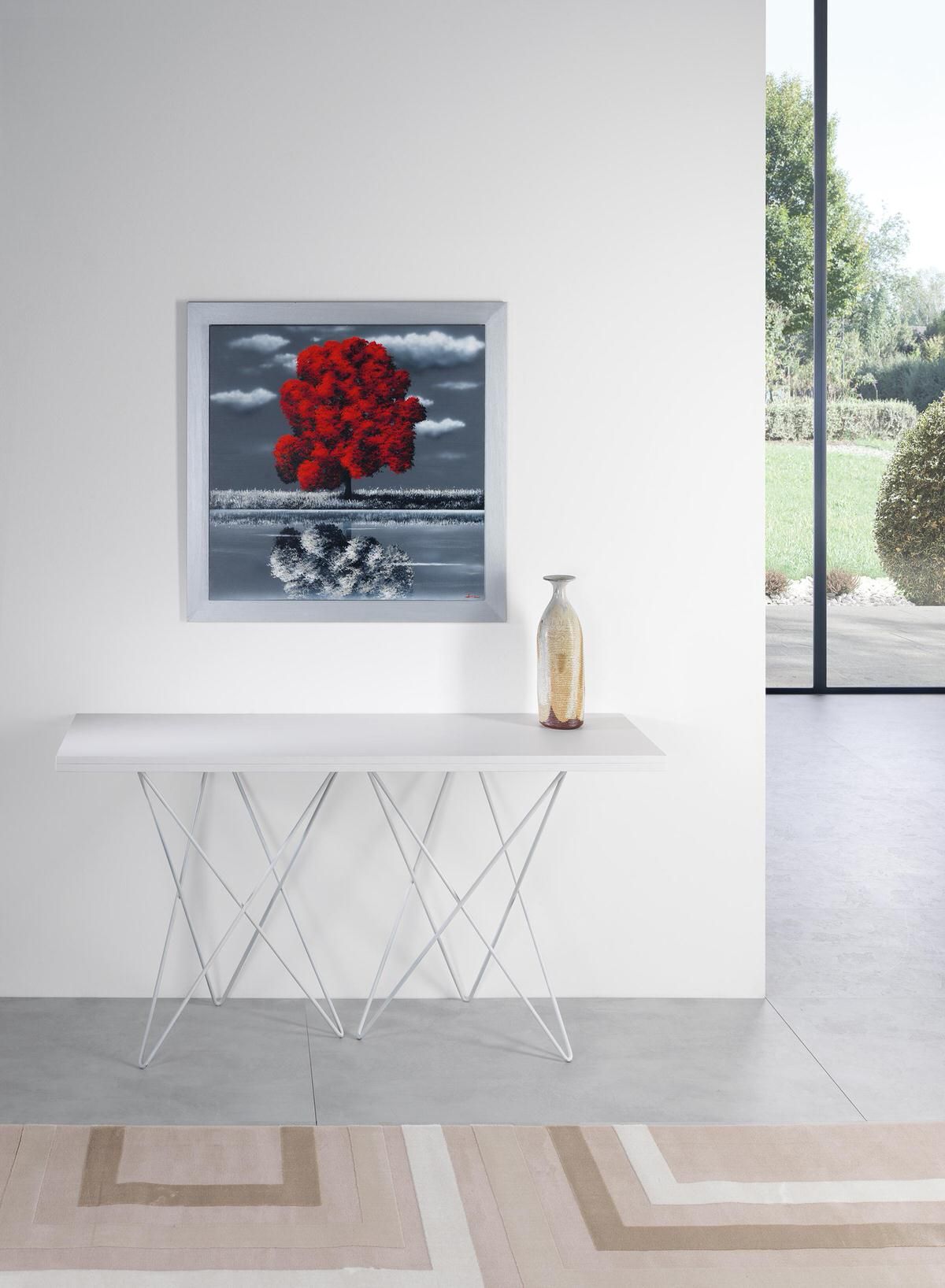 Tavolo consolle apribile a libro in acciaio e laminato Enduring