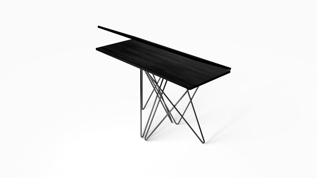 Tavolo consolle apribile a libro in acciaio e laminato Enduring