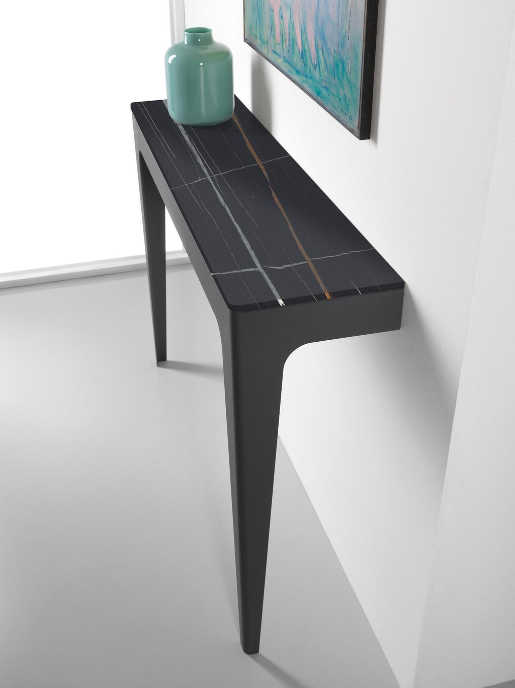 Consolle ingresso in acciaio e vetro Elion