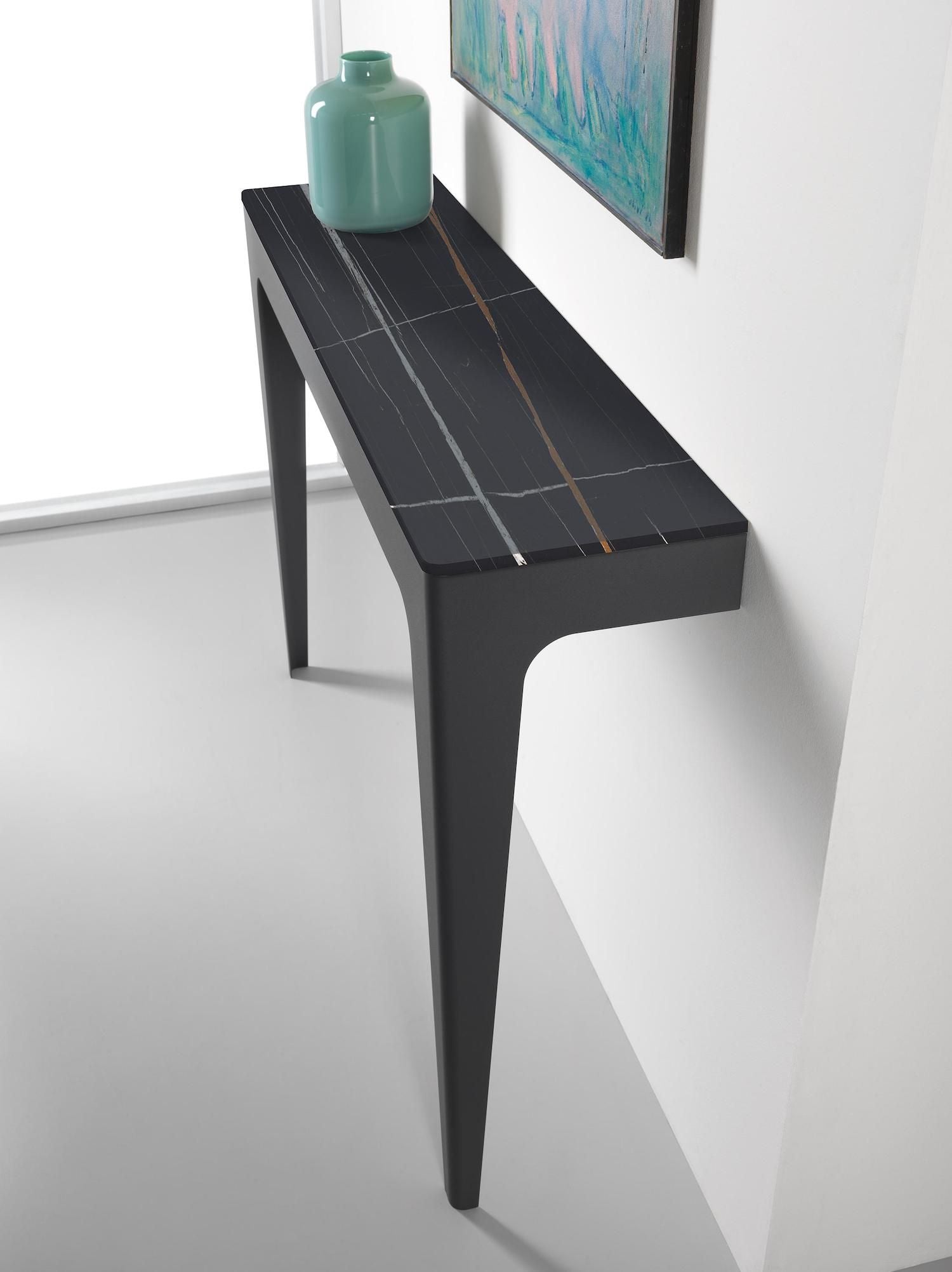 Consolle ingresso in acciaio e vetro Elion