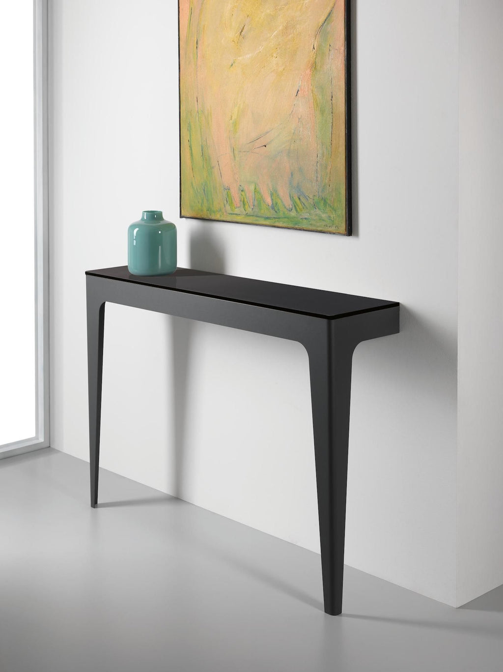 Consolle ingresso in acciaio e vetro Elion