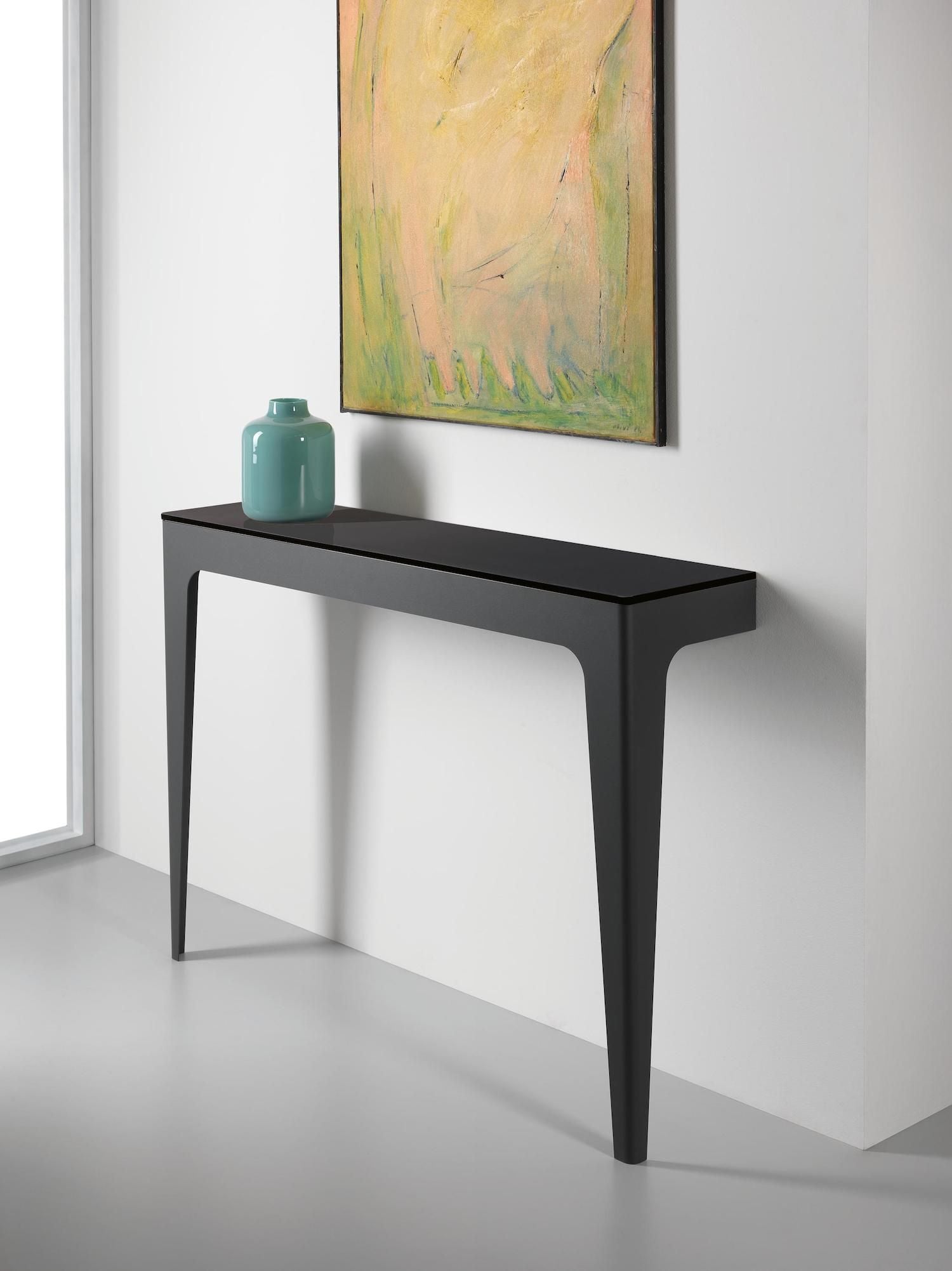 Consolle ingresso in acciaio e vetro Elion