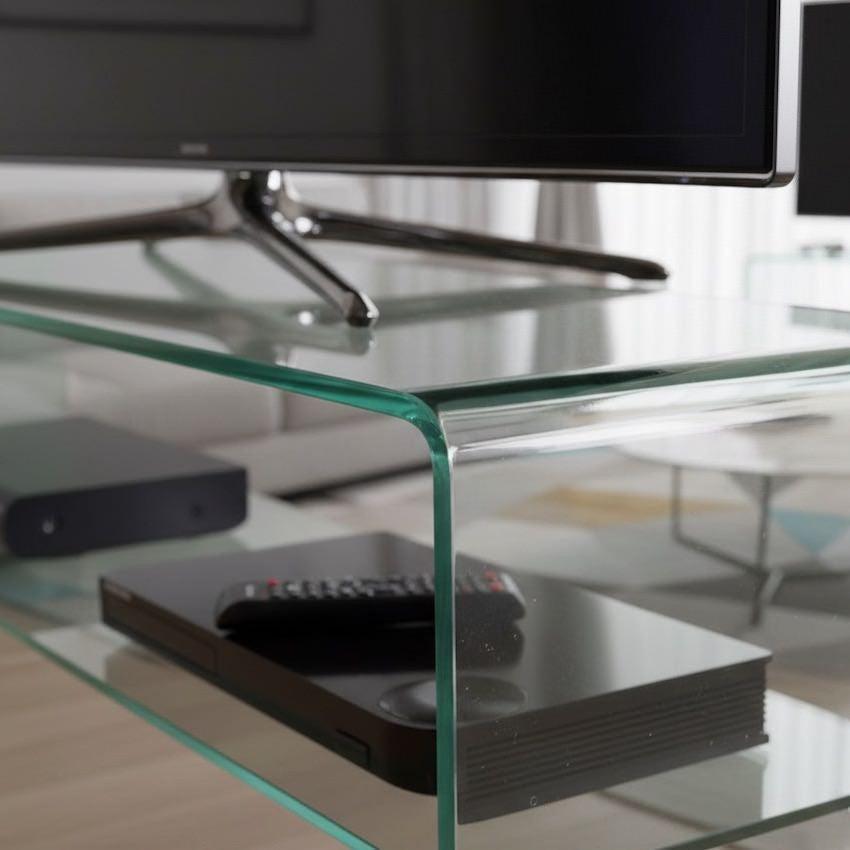 Porta TV in vetro curvato trasparente Fancy 130
