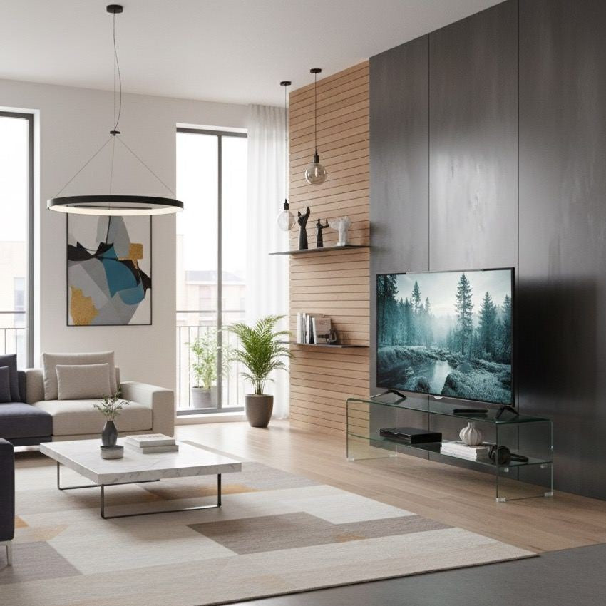 Porta TV in vetro curvato trasparente Fancy 130