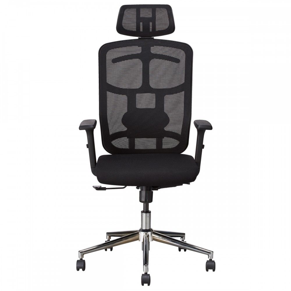 Sedia ufficio con schienale in rete e base cromata Alanis