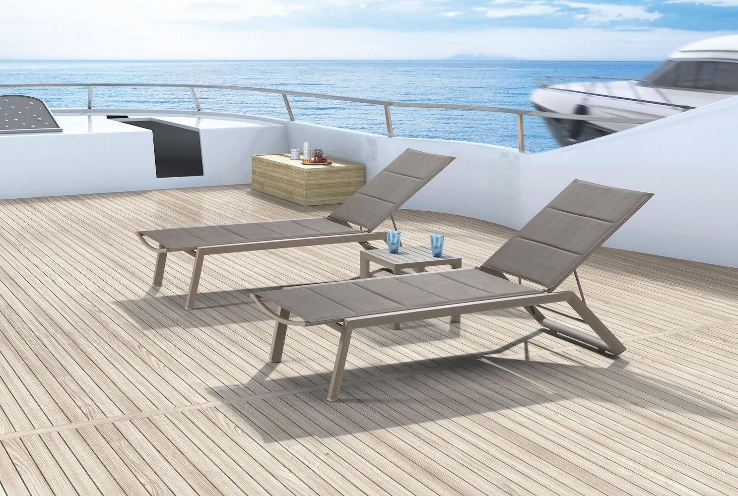 Set 4 lettini prendisole regolabili in alluminio e tessuto GS 924