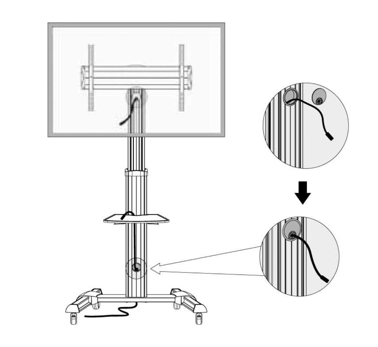 Carrello porta TV con ruote e mensola Trolly