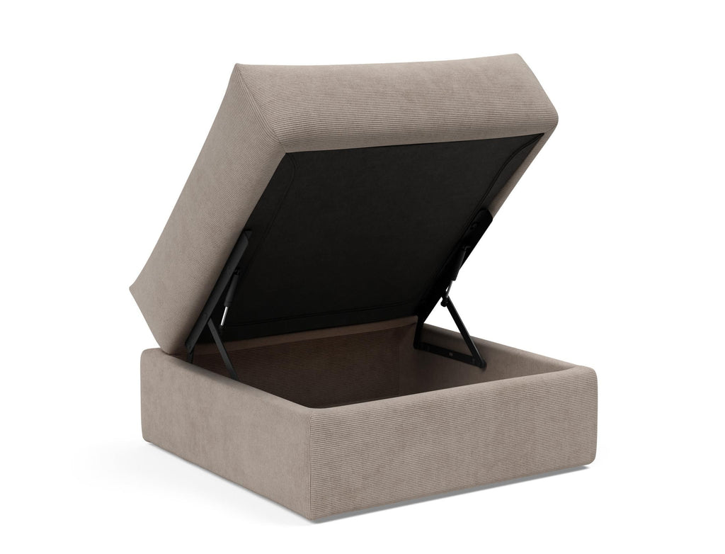 Pouf imbottito con contenitore salvaspazio Cornila