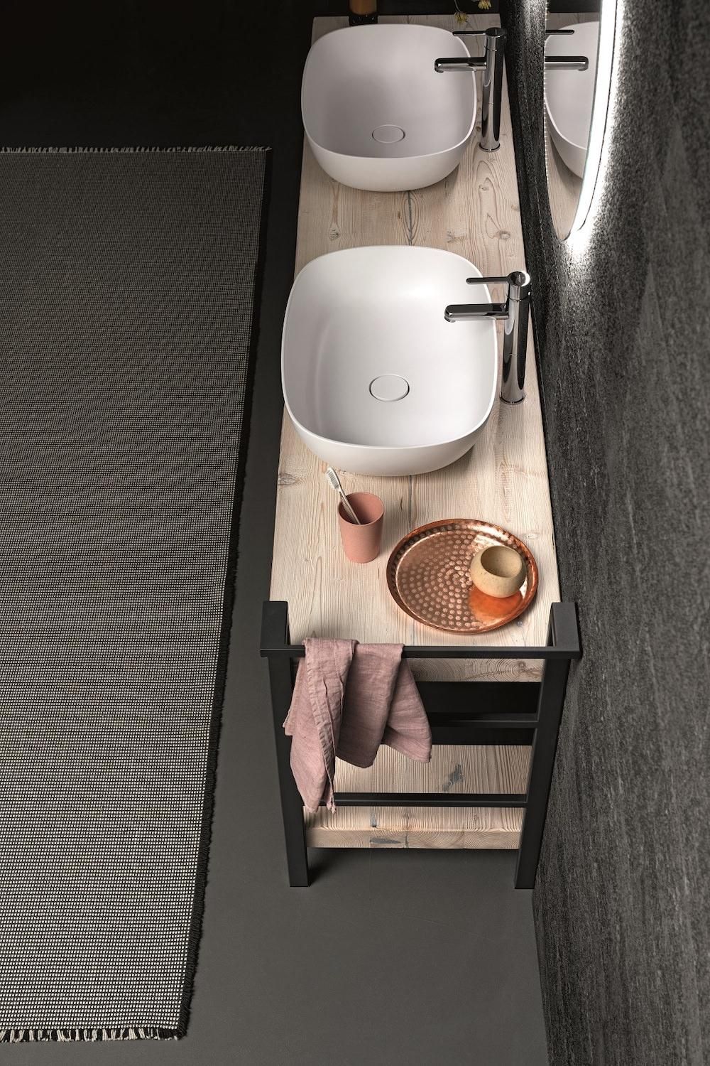 Set mobili bagno in legno Old Wood 2 di Loetrà