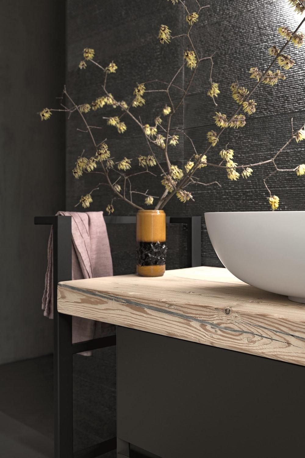 Set mobili bagno in legno Old Wood 2 di Loetrà