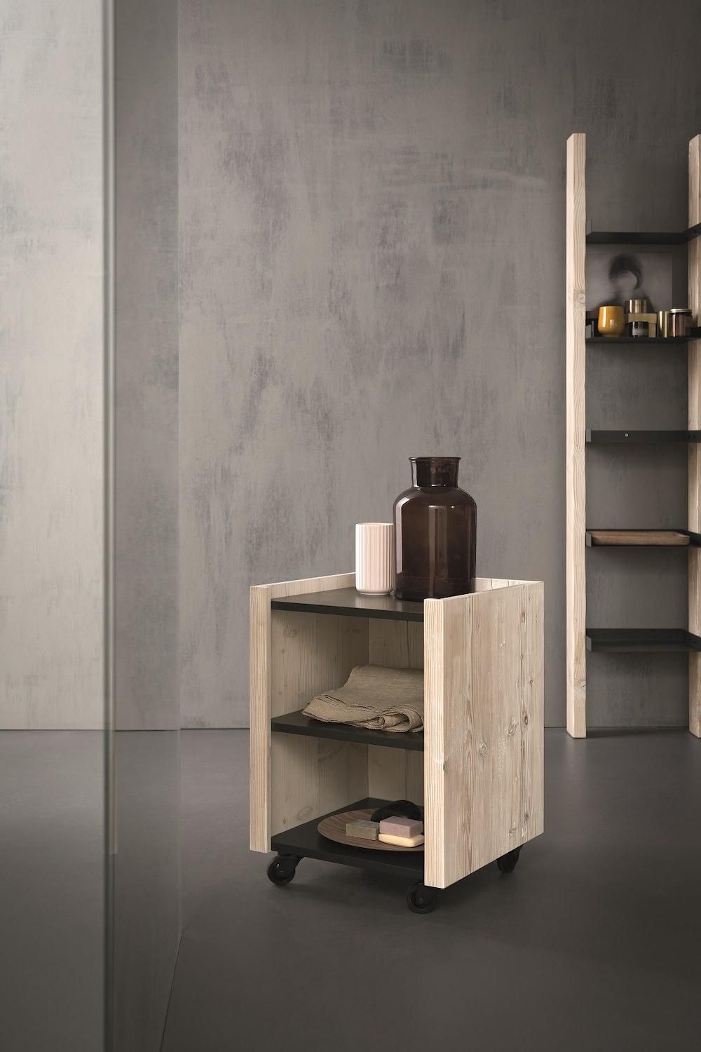 Set mobili bagno in legno Old Wood 2 di Loetrà