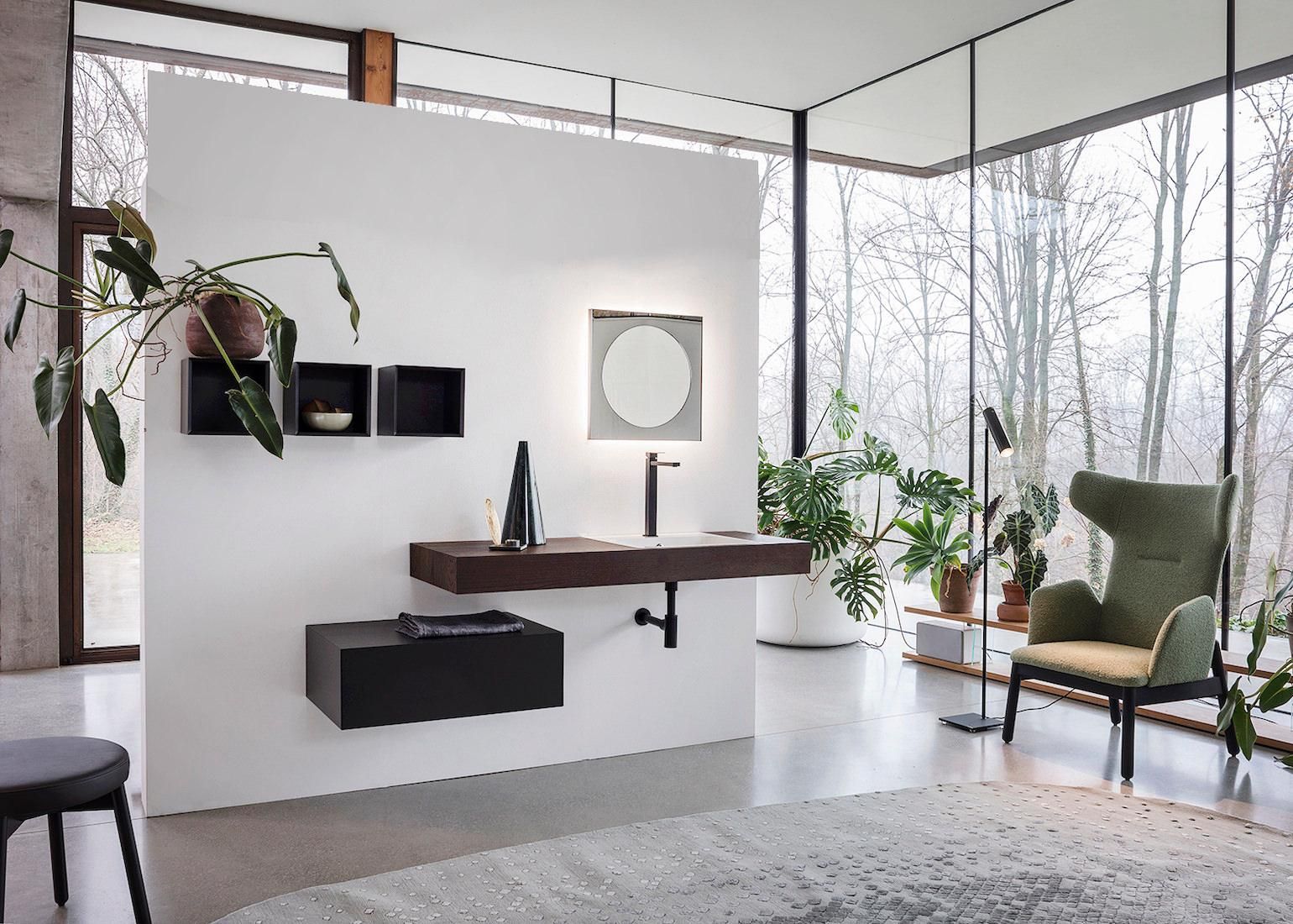 Mobili bagno in legno Qubo 2 di Loetrà