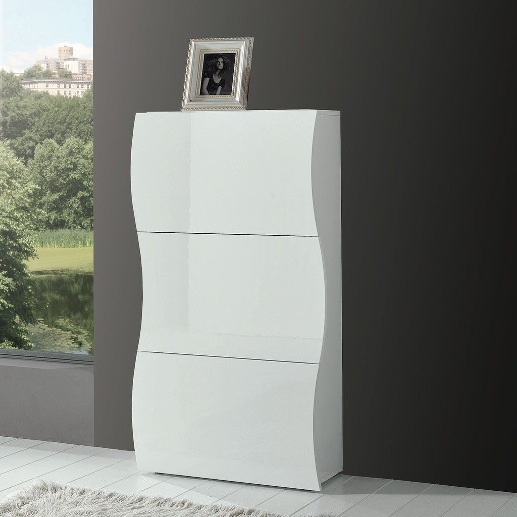 Scarpiera salvaspazio per ingresso in MDF bianco lucido Surf 3