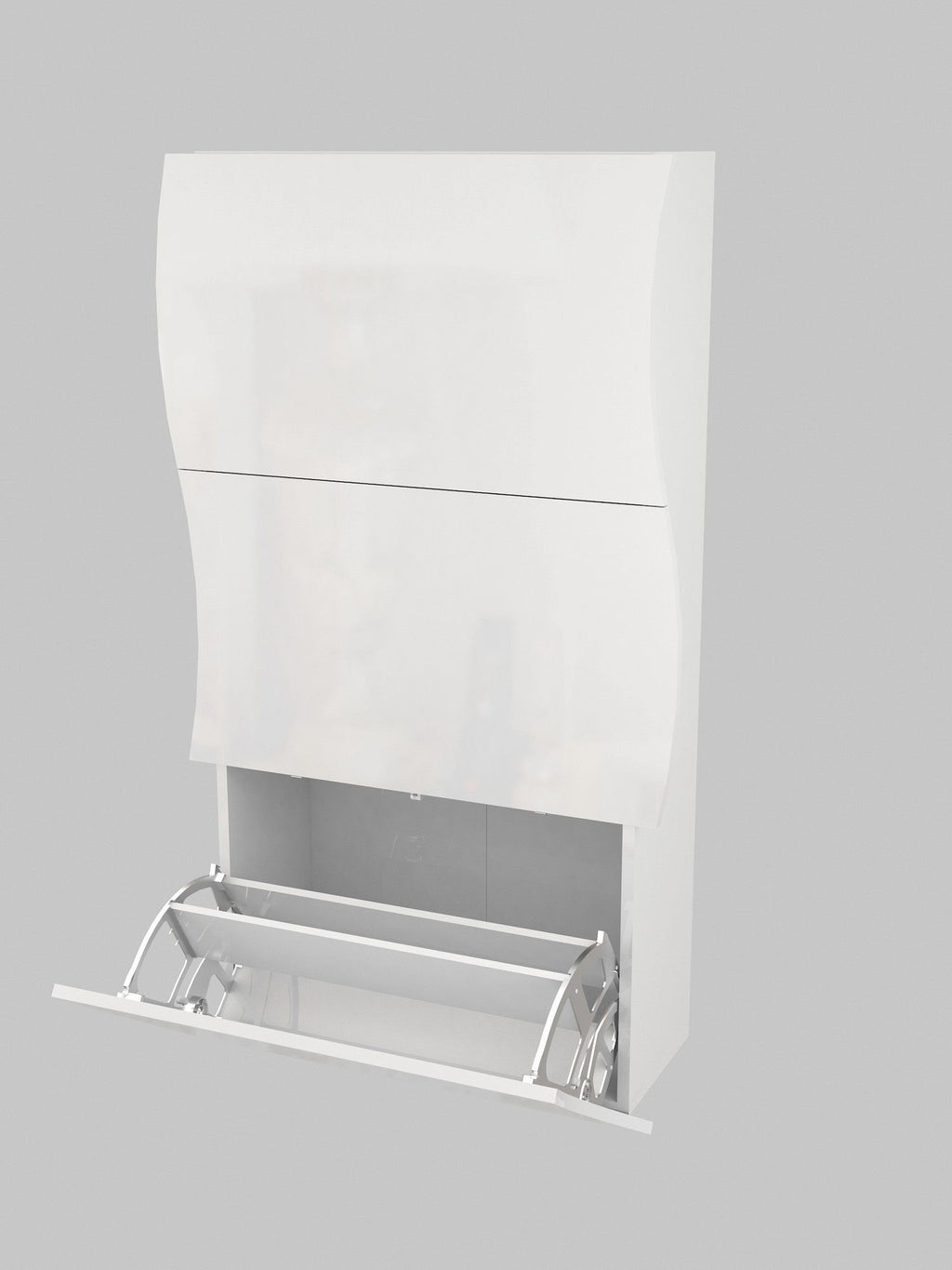 Scarpiera salvaspazio per ingresso in MDF bianco lucido Surf 3