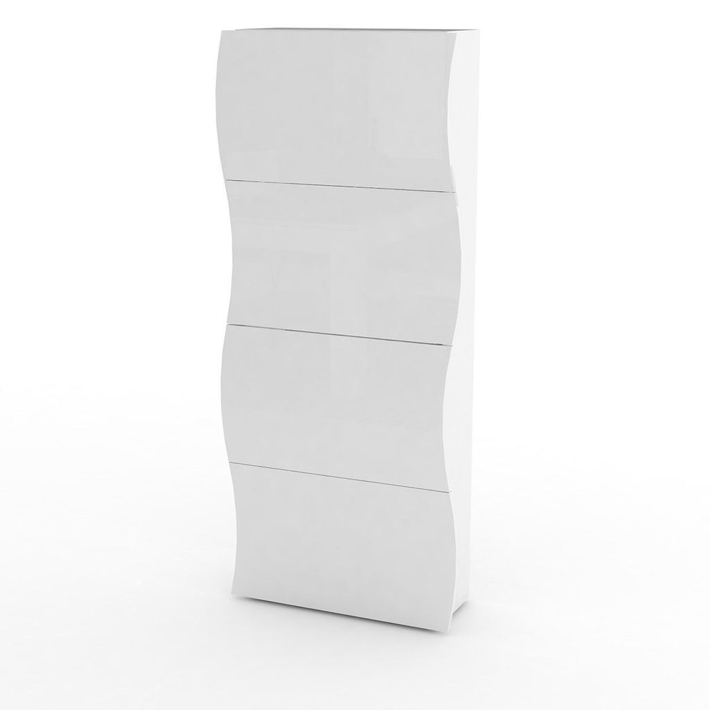 Scarpiera salvaspazio design moderno in MDF bianco lucido Surf 4
