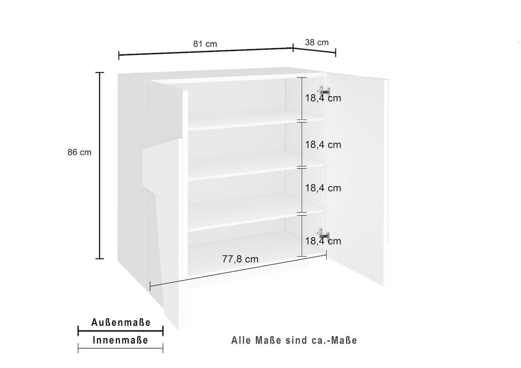 Scarpiera design a due ante e 4 ripiani Taylor White