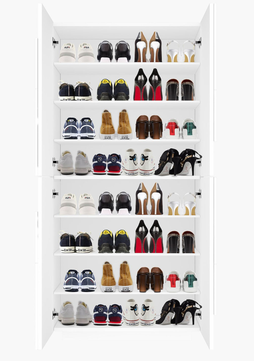 Scarpiera moderna a quattro ante e 8 ripiani Taylor White