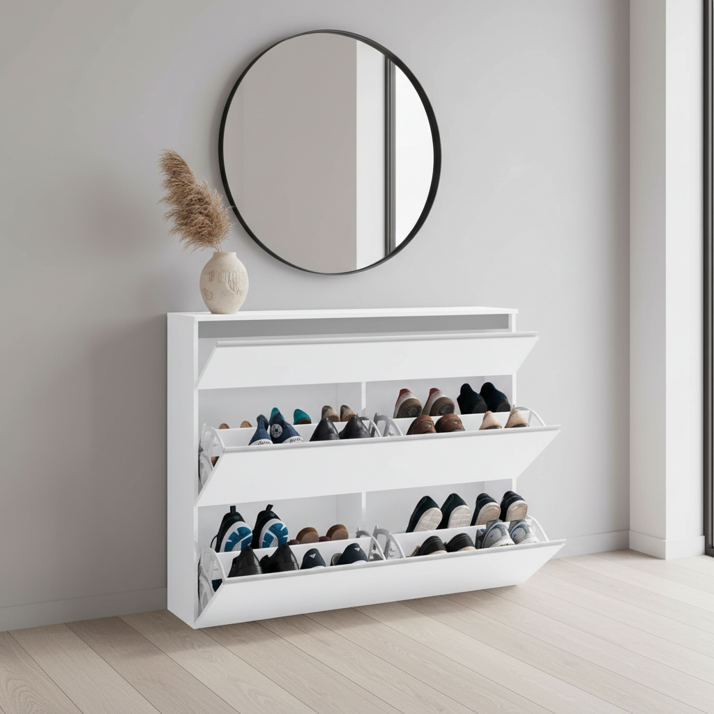 Mobile scarpiera moderno per ingresso Neville 2 White