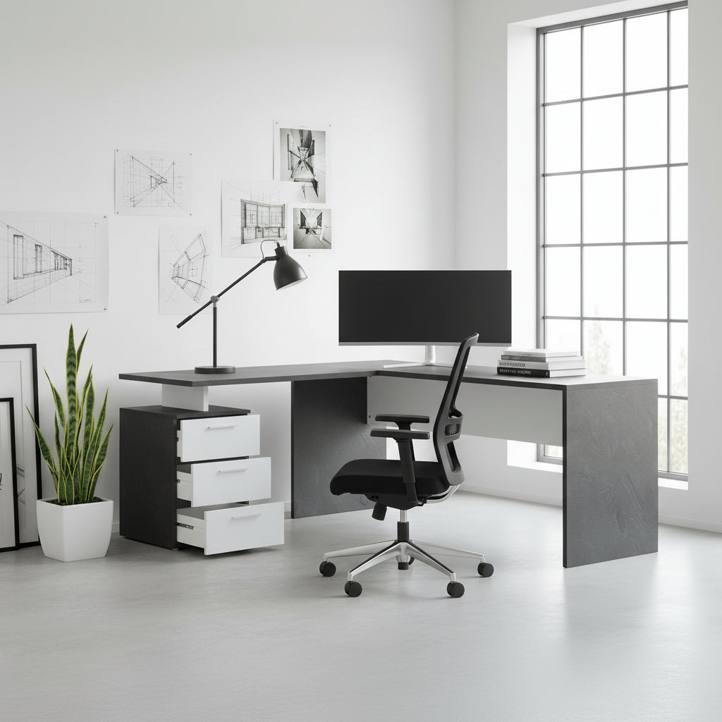 Scrivania angolare design Naomi BiColor