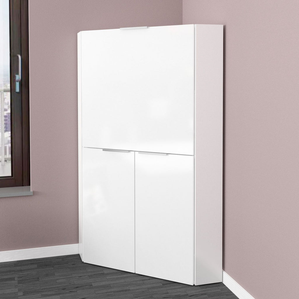 Scrivania angolare a scomparsa con libreria Geometry