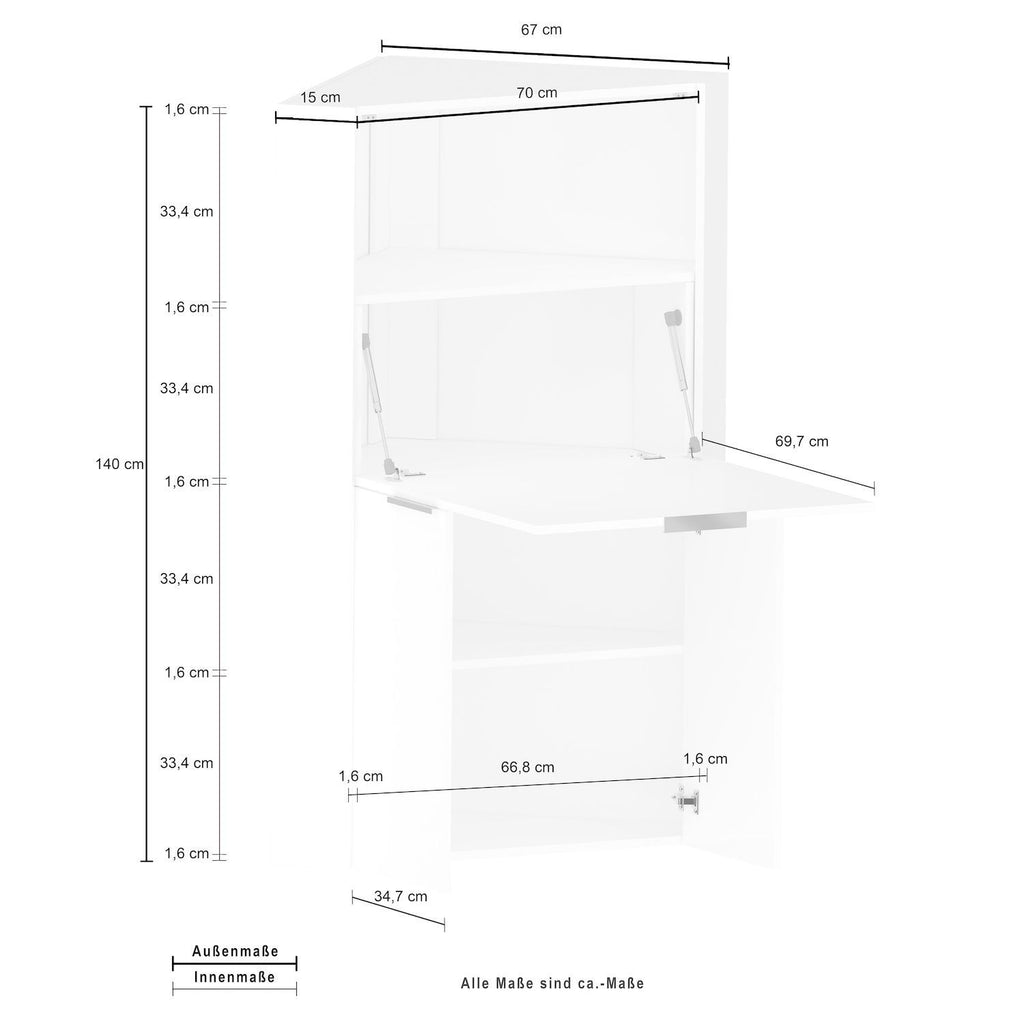 Scrivania angolare a scomparsa con libreria Geometry