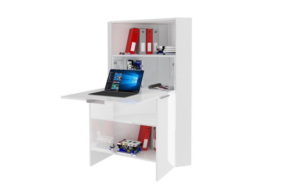 Scrivania angolare a scomparsa con libreria Geometry